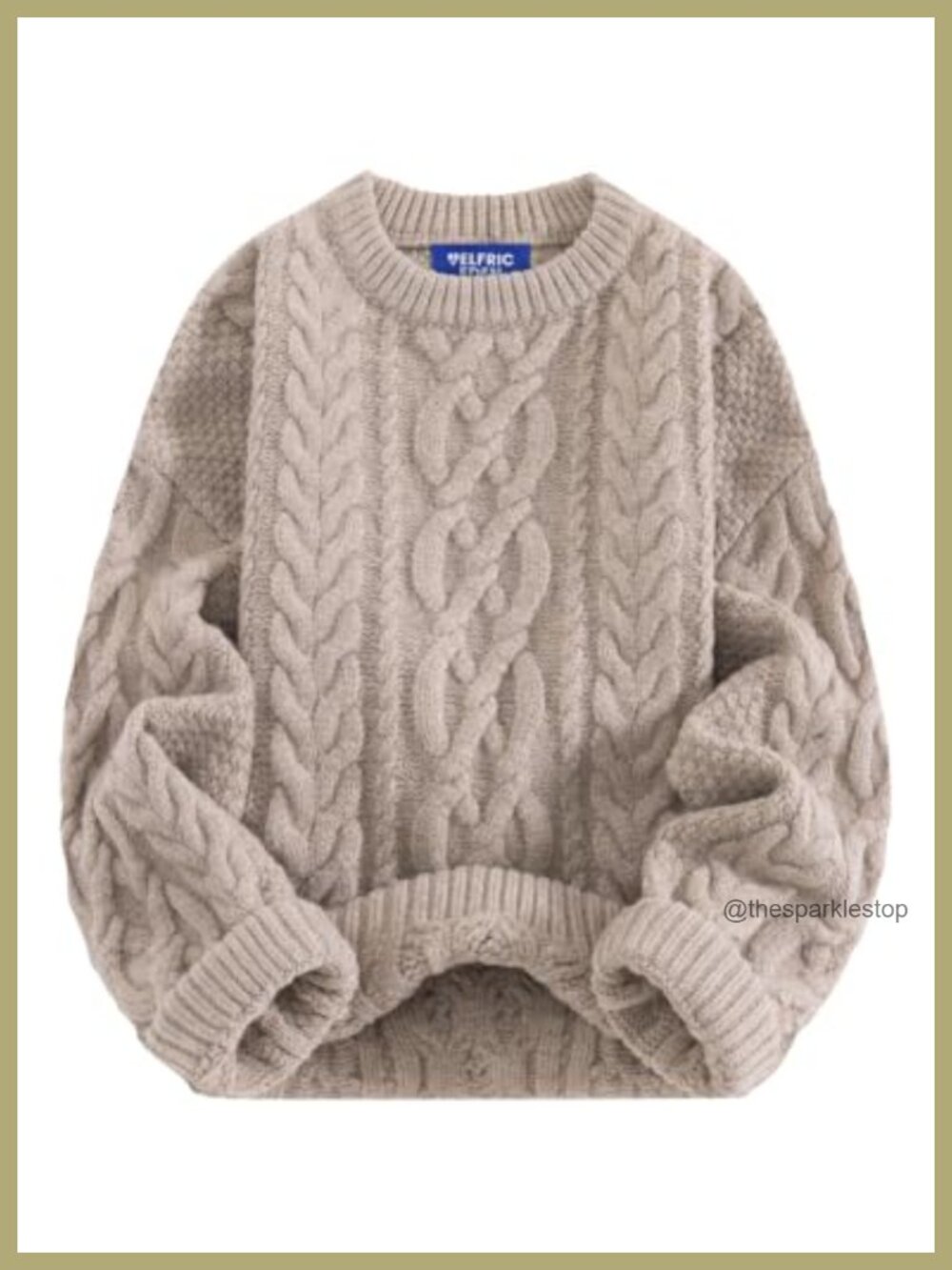 Oversized Chunky Cable Knit Crew Neck Pullover Sweater Women Vintage Fall